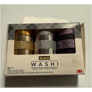 Scotch 15pk Washi Tape: Gold & Glitter Adhesive for Art & Stationery
